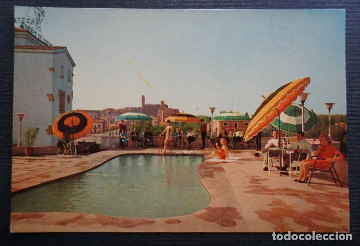 Postales: Hostal Condes de Urgell (Lleida), vista desde la piscina, postal del a&ntilde;o 1960