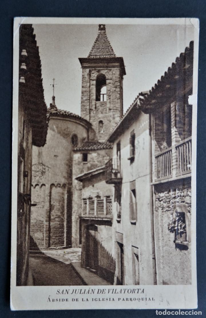 Postales: Sant Juli&agrave; de Vilatorta, &Aacute;bside de la Iglesia, postal circulada con sello del a&ntilde;o 1952
