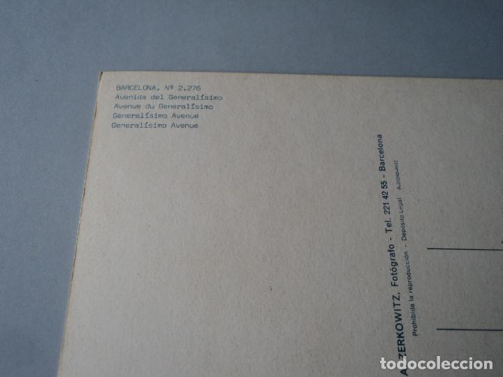 Postales: 2276 BARCELONA AVENIDA DEL GENERALISIMO, ZERKOWITZ - Foto 2
