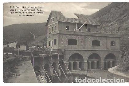 Postkarten: ANTIGUA POSTAL J O PONS N&ordm; 3 CANAL DE URGEL CASA DE COMPUERTAS FACHADA DE AGUA ARRIBA Y BOQUETES DE