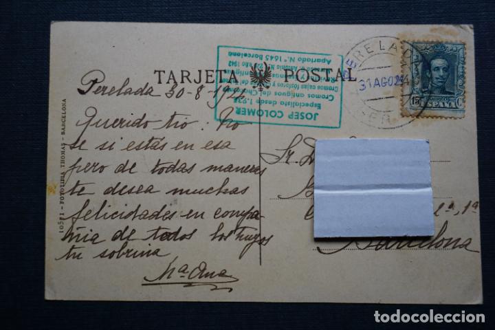 Postales: Peralada, Vista General, postal circulada con sellos del a&ntilde;o 1924 - Foto 2