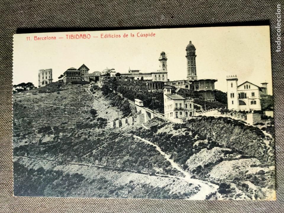 Postales: Antigua postal de Barcelona. Tibidabo edificios de la c&uacute;spide. - Foto 1