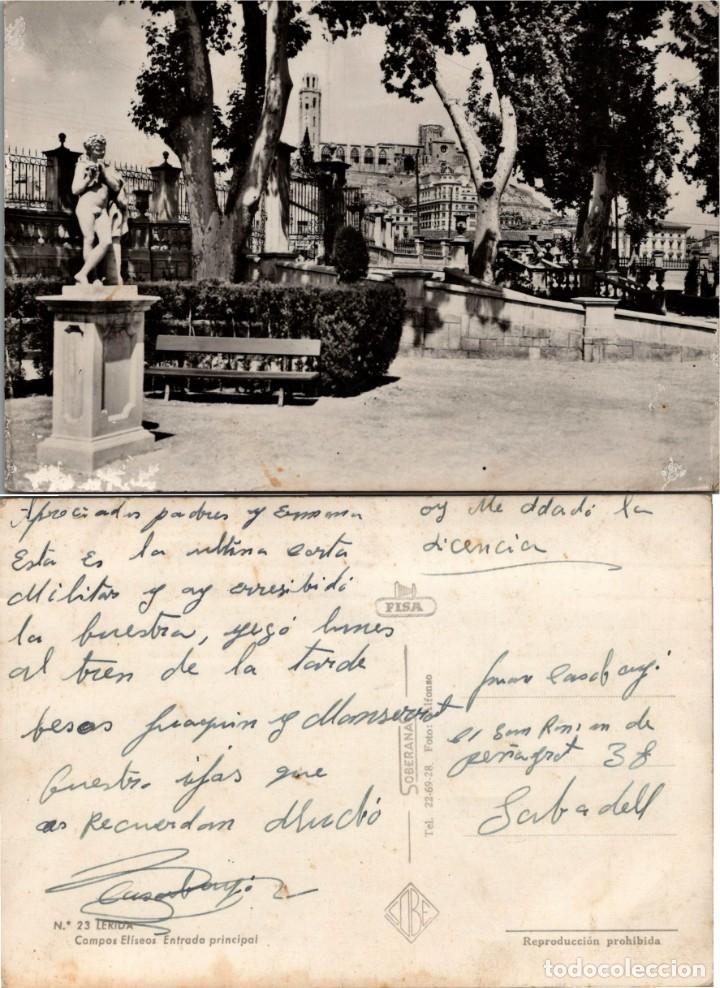 Cartes Postales: L&eacute;rida - Campos El&iacute;seos. Entrada principal - Ed. Soberanas n&ordm; 23 - 150x102mm.