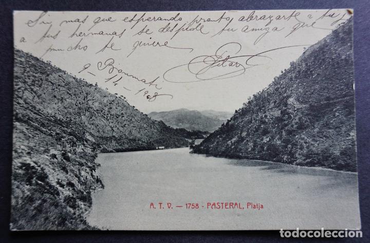 Postales: Pasteral (La Sellera de Ter), Platja, postal circulada con sello del a&ntilde;o 1908, editada por A.T.V.