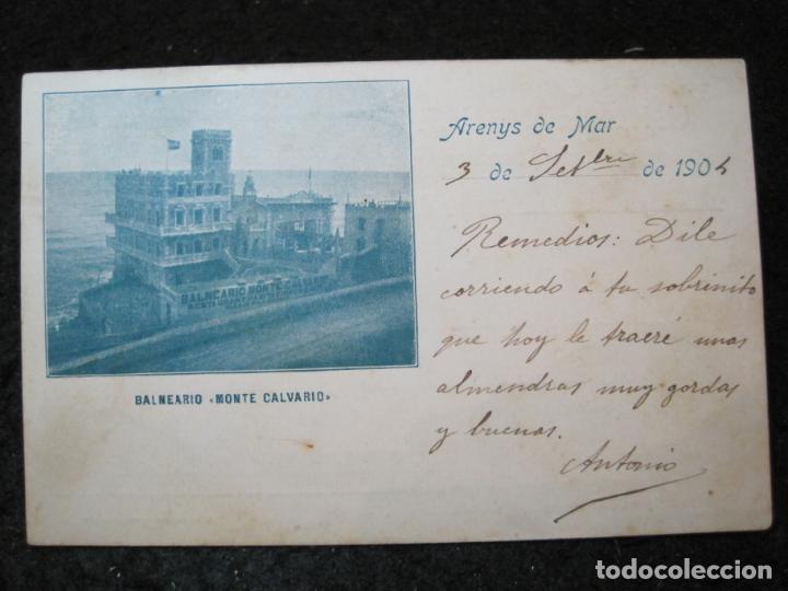 Postkarten: ARENYS DE MAR-BALNEARIO MONTE CALVARIO-REVERSO SIN DIVIDIR-POSTAL ANTIGUA-(93.699)