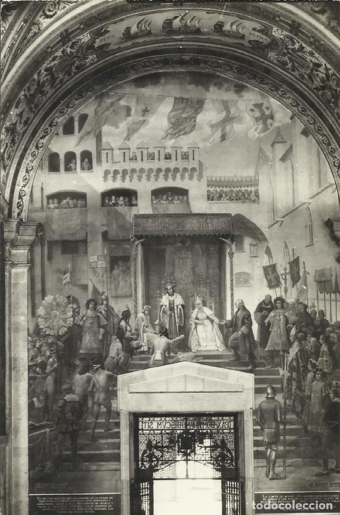 Postales: Palacio de la Diputaci&oacute;n de Barcelona. Los Reyes Cat&oacute;licos reciben a Cristob&aacute;l Col&oacute;n 10x15 cm Postal