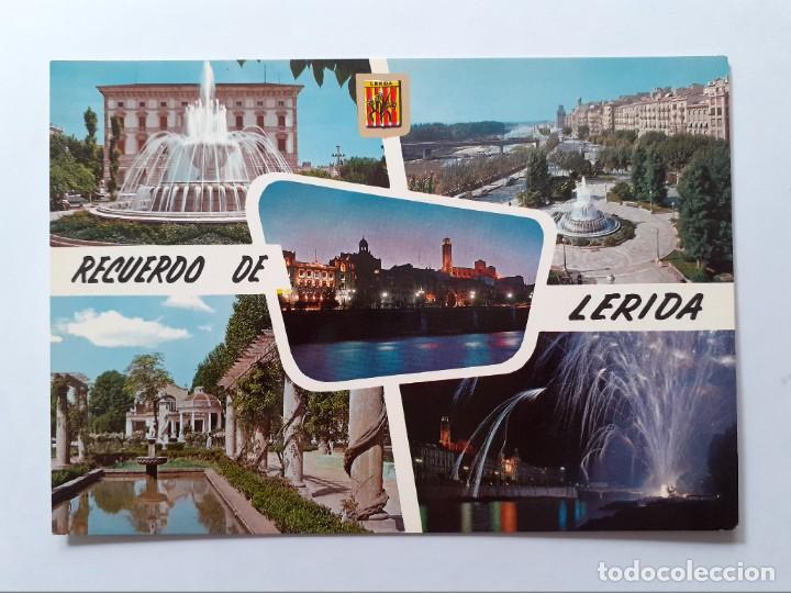 Postales: POSTAL - LERIDA FUENTE MONUMENTAL PL. GOBIERNO CIVIL SURTIDOR VISTA NOCTURNA - FISA 1783 - S/C