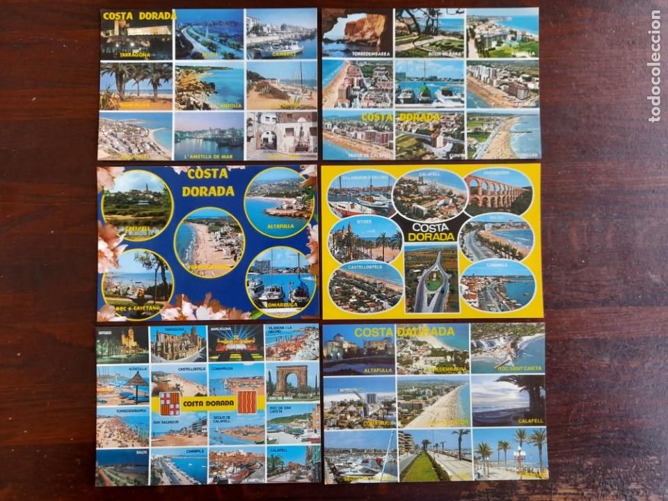 Postales: Una postal Costa Dorada, colaig con im&aacute;genes de poblaciones que la forma, 6 postales a elegir