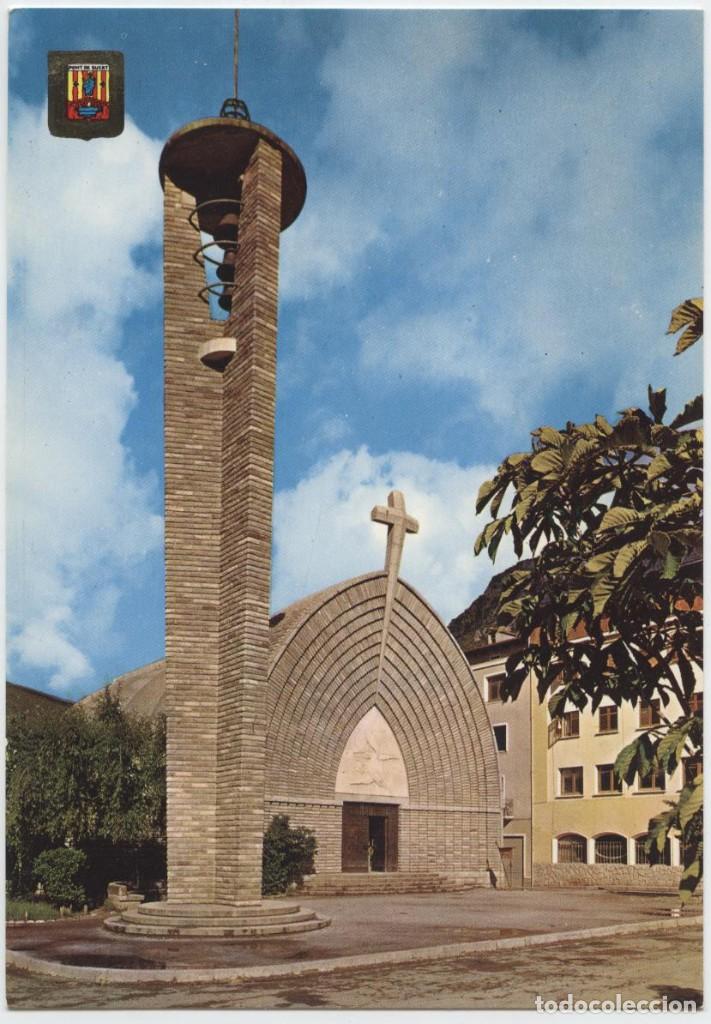 Postales: N&ordm; 219-L&Eacute;RIDA. Valle del Robagor&ccedil;ana. Iglesia Parroquial de Pont de Suert. Sin circular. ED. COMERCI