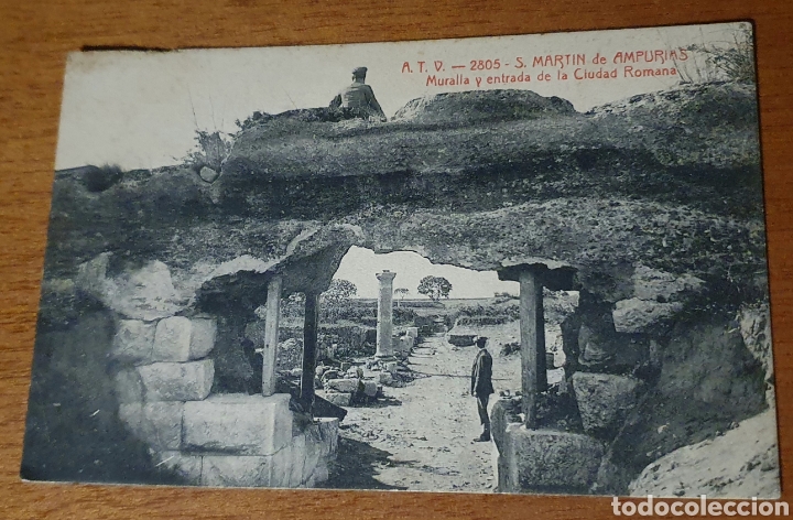 Cartes Postales: POSTAL S. MART&Iacute;N DE AMPURIAS. MURALLA Y ENTRADA DE LA CIUDAD ROMANA. A.T.V. 2805