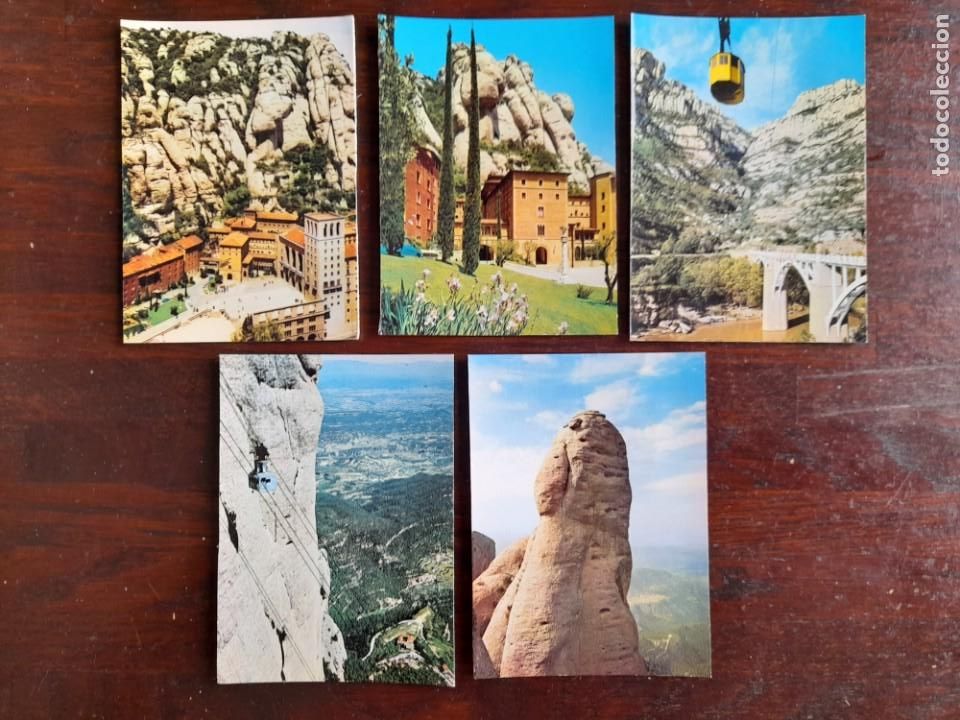 Postcards: Una postal vintage Monasterio de Montserrat y antiguo teleferico a&ntilde;os 60&acute;s, 5 tarjetas a elegir