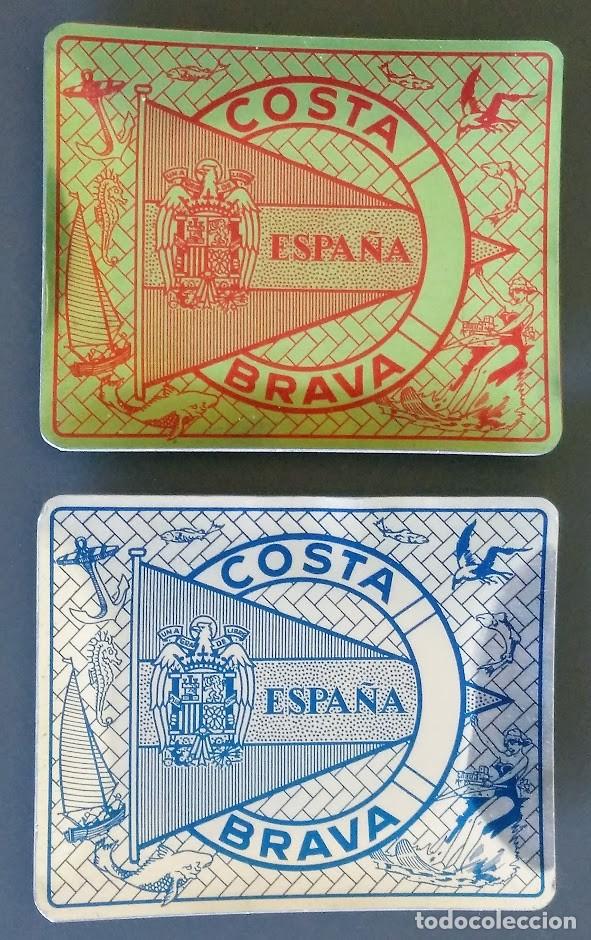 Postales: Costa Brava. Cenicero postal de aluminio. Lote de dos. A&ntilde;os 60-70.