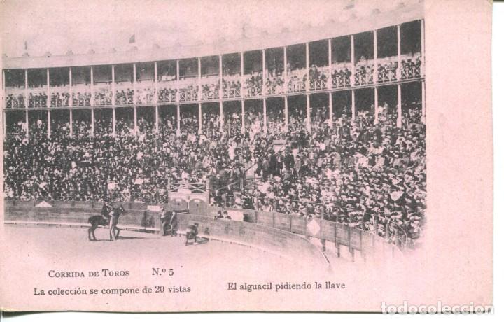 Postales: CORRIDA DE TOROS-AL ALGUACIL PIDIENDO LA LLAVE- A&Ntilde;O 1904