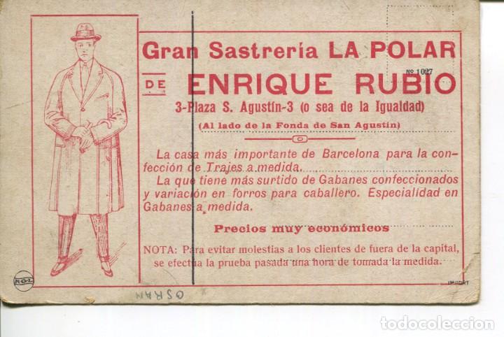 Postales: BARCELONA- GRAN SASTRERIA LA POLAR-PLAZA SAN AGUSTIN A&Ntilde;OS 30-