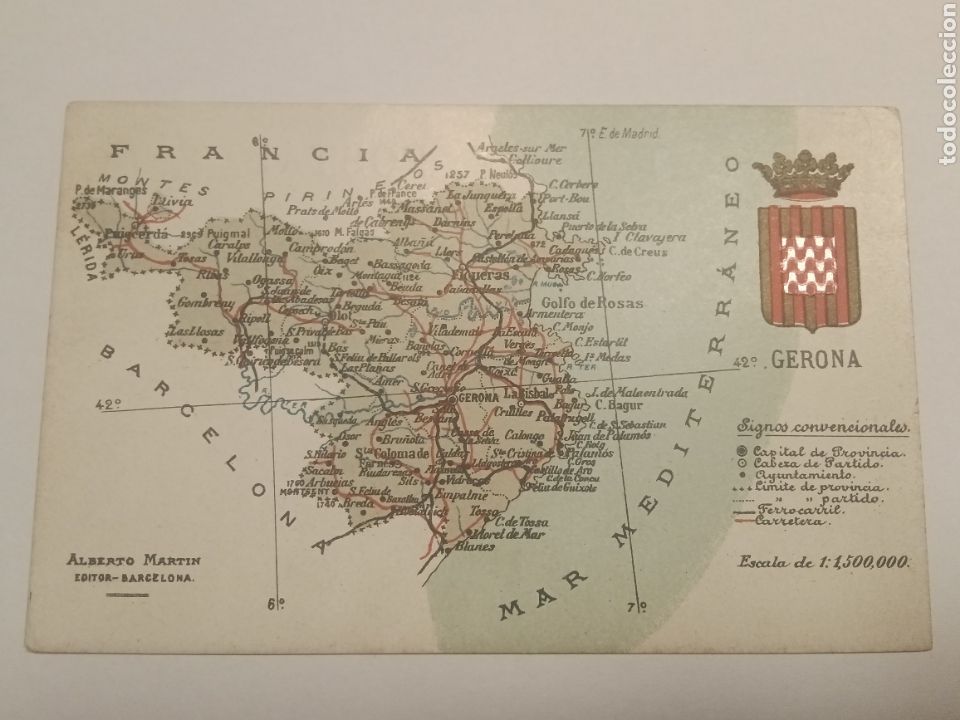 Postales: POSTAL GERONA MAPA ALBERTO MARTIN - Foto 1