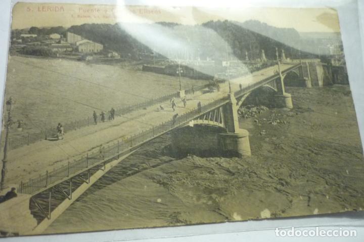 Postales: postal lerida puente y campos eliseois escrita