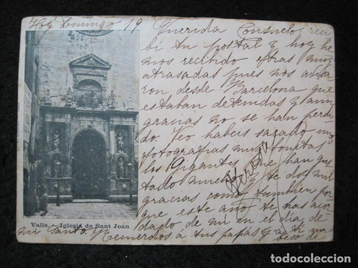 Postales: VALLS-IGLESIA DE SANT JOAN-REVERSO SIN DIVIDIR-POSTAL ANTIGUA-(95.280)