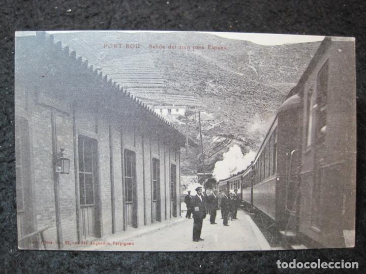 Postales: PORT BOU-ESTACION FERROCARRIL-SALIDA DEL TREN PARA ESPA&Ntilde;A-POSTAL ANTIGUA-(95.572)