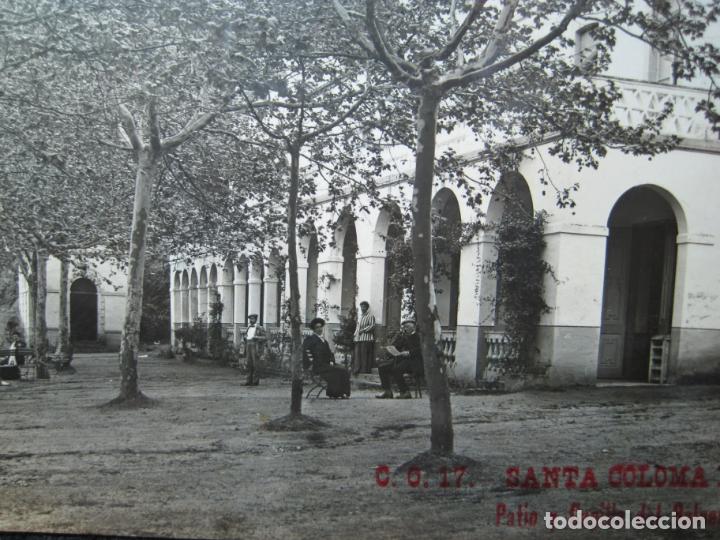 Postales: SANTA COLOMA DE FARNES-PATIO Y CAPILLA DEL BALNEARIO-FOTOGRAFICA C.O. 17-POSTAL ANTIGUA-(95.635)