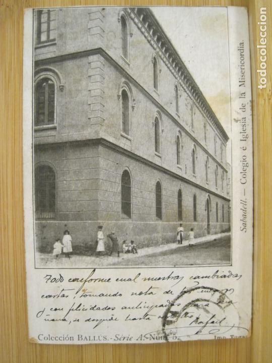 Postcards: SABADELL-COLEGIO E IGLESIA DE LA MISERICORDIA-COL BALLUS-REVERSO SIN DIVIDIR-POSTAL ANTIGUA-(95.830)