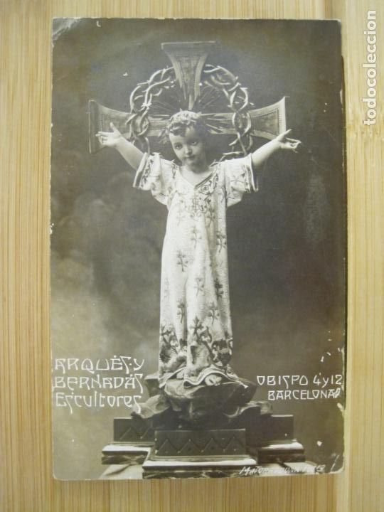Postcards: BARCELONA-ESCULTORES ARQUES Y BERNADAS-ANGEL-FOTOGRAFICA-POSTAL ANTIGUA-(95.999)