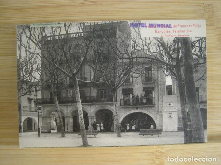 Postales: BANYOLES-FONDA DE FRANCESC MITJA-HOTEL MUNDIAL-POSTAL ANTIGUA-(96.141)