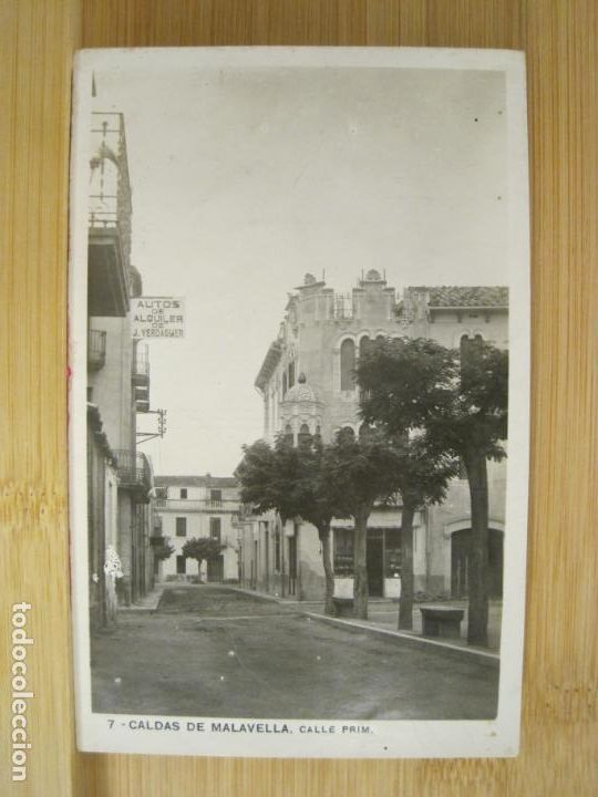Postales: CALDAS DE MALAVELLA-CALLE PRIM-FOTOGRAFICA-POSTAL ANTIGUA-(96.276)