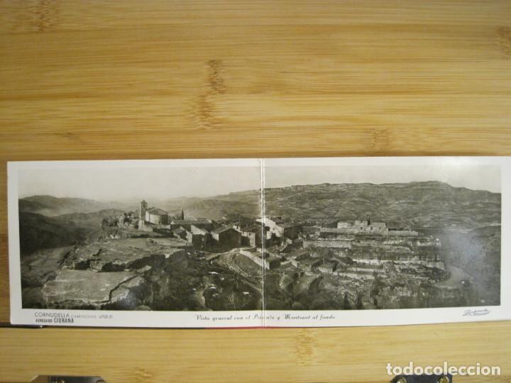 Postais: CORNUDELLA-VISTA GENERAL-DOBLE-PANORAMICA-FOTOGRAFICA-POSTAL ANTIGUA-(96.321)