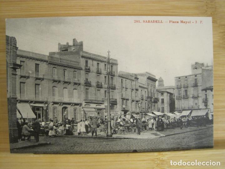 Postkarten: SABADELL-PLAZA MAYOR-MERCADO-POSTAL ANTIGUA-(96.676)