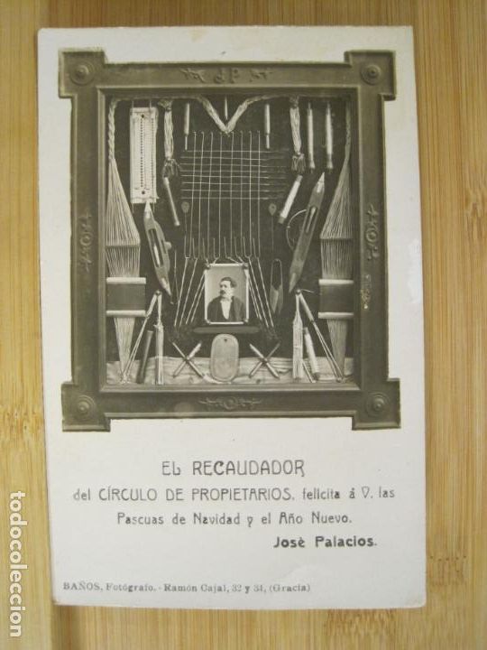 Cartes Postales: BARCELONA-EL RECAUDADOR DEL CIRCULO DE PROPIETARIOS-FELICITACION-FOTOGRAFICA-POSTAL ANTIGUA-(97.409)
