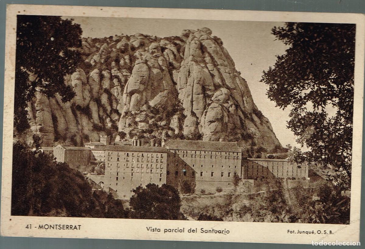 Postales: 1948 ca. POSTAL ANTIGUA DE MONTSERRAT N&ordm;41 VISTA PARCIAL DEL SANTUARIO fot. Junqu&eacute;, O.S.B.