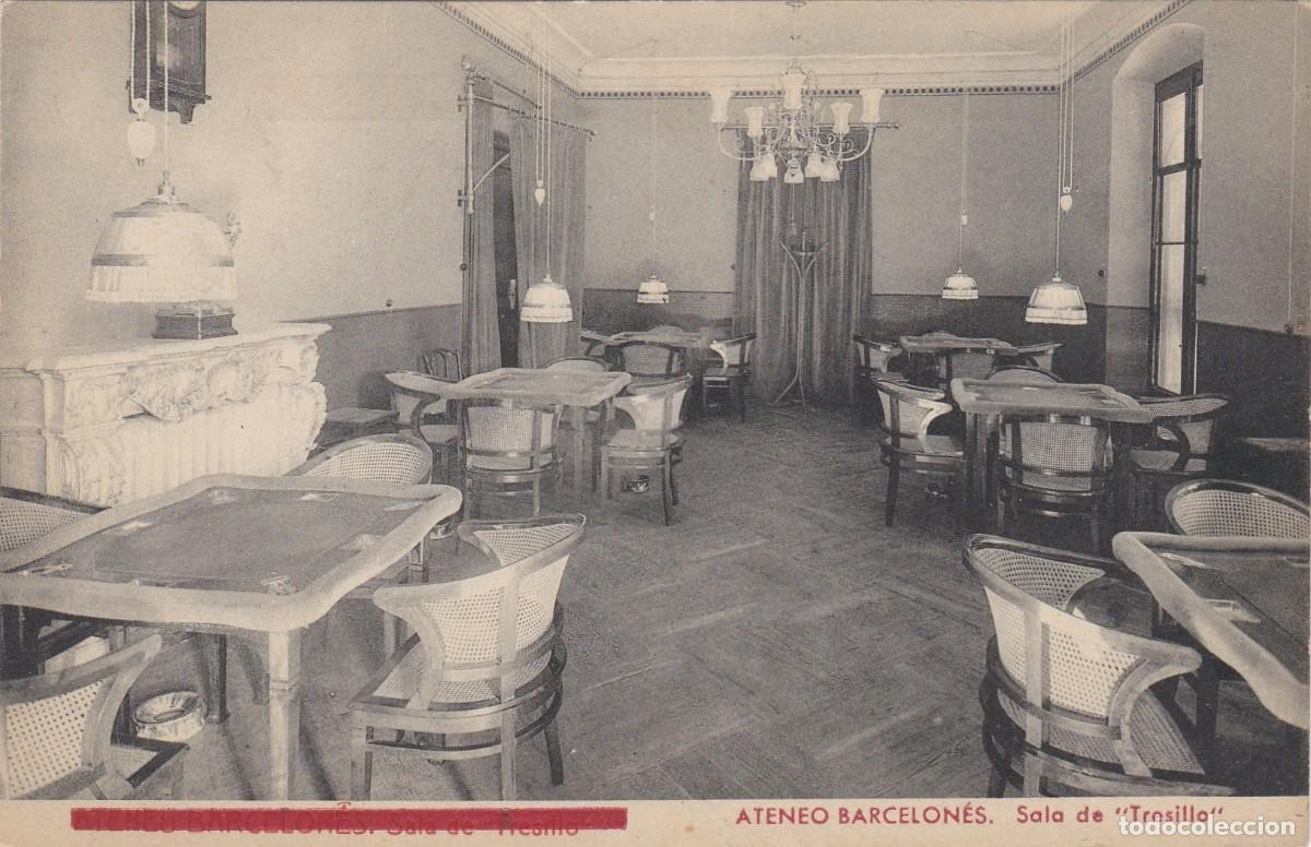 Postales: Ateneo Barcelon&eacute;s - Error Rectificado Ateneu - Sala de Tresillo - Ed. Fototipia Thomas - 138x89mm