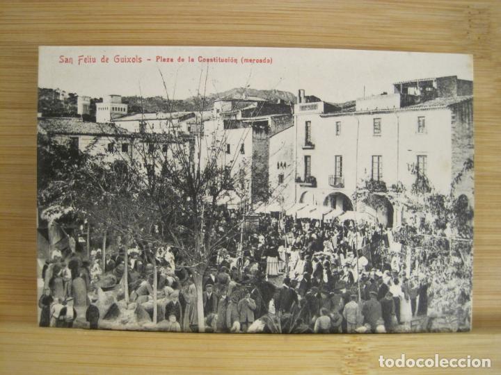 Postkarten: SANT FELIU DE GUIXOLS-PLAZA DE LA CONSTITUCION-MERCADO-ED H.BARROSO-POSTAL ANTIGUA-(97.533)