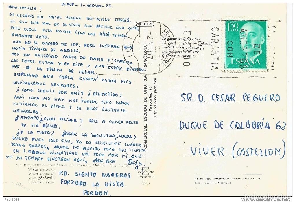 Postales: :::: Z367 - POSTAL - QUERALS BS - GIRONA -VISTA GENERAL - Foto 2