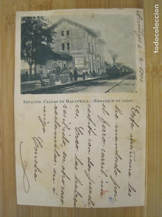 Postais: CALDAS DE MALAVELLA-ESTACION FERROCARRIL.EMBARQUE CAJAS-REVERSO SIN DIVIDIR-POSTAL ANTIGUA-(98.063)