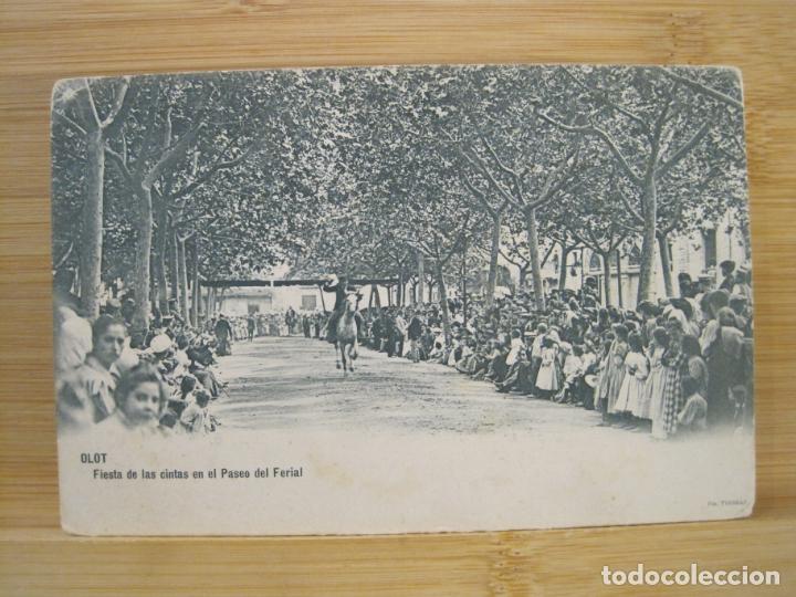 Postales: OLOT-FIESTA DE LAS CINTAS EN EL PASEO DEL FERIAL-REVERSO SIN DIVIDIR-THOMAS-POSTAL ANTIGUA-(98.345)