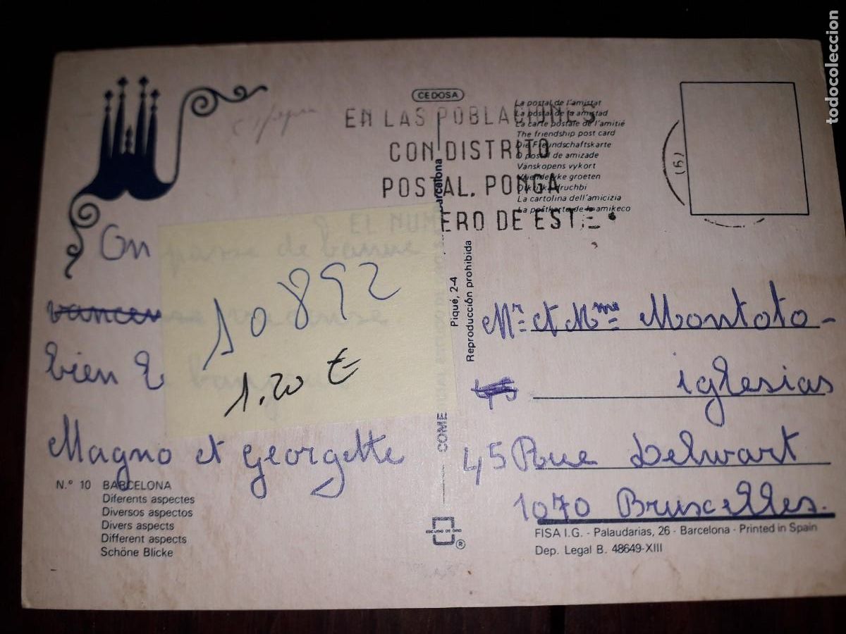 Postales: N&ordm; 10892 POSTAL BARCELONA COLON - Foto 2
