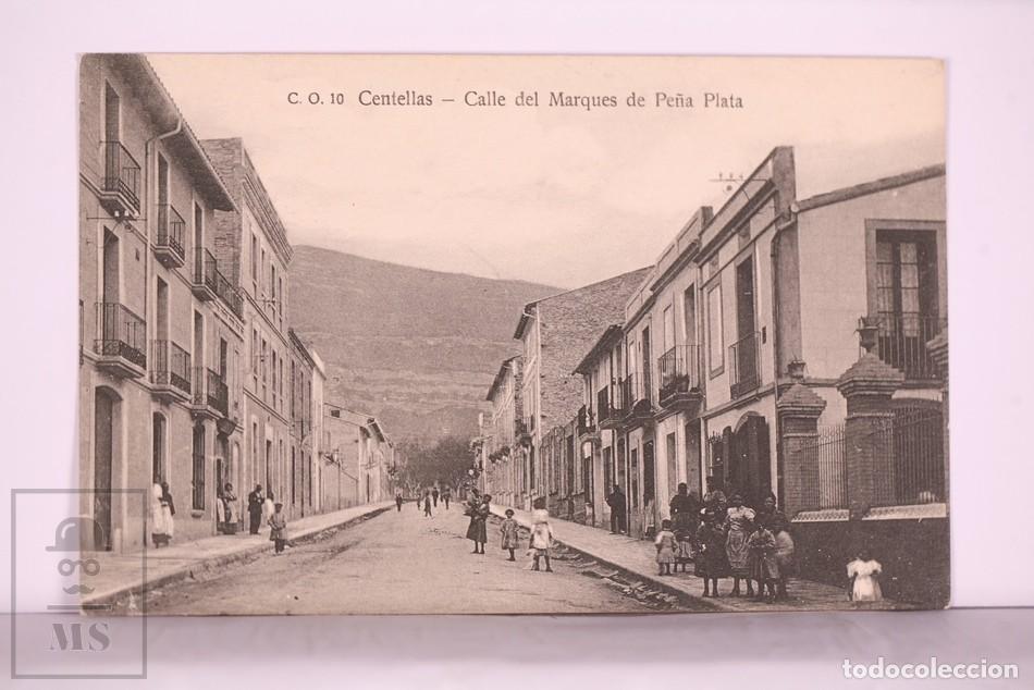 Cartoline: Postal Animada - Calle del Marques de Pe&ntilde;a y Plata - Centellas / Centelles C O 10 - Sin Circular