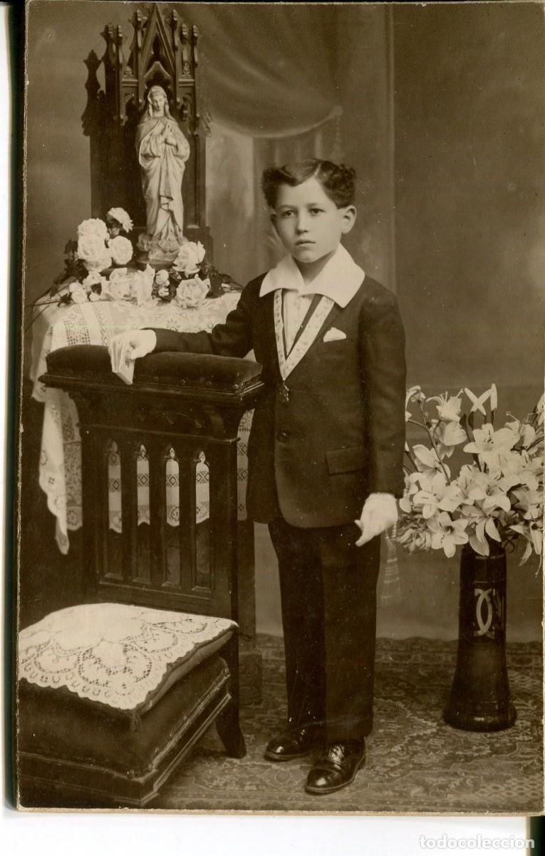 Postales: SANT ANDREU DE PALOMAR-NI&Ntilde;O TRAJE DE PRIMERA COMUNI&Oacute;N-FOTOGR&Aacute;FICA STUDIO VALDES- 1910