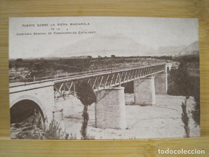 Postales: ESPARRAGUERA-PUENTE SOBRE LA RIERA MAGAROL-PONT DEL FERROCARRIL-POSTAL ANTIGUA-(98.577)