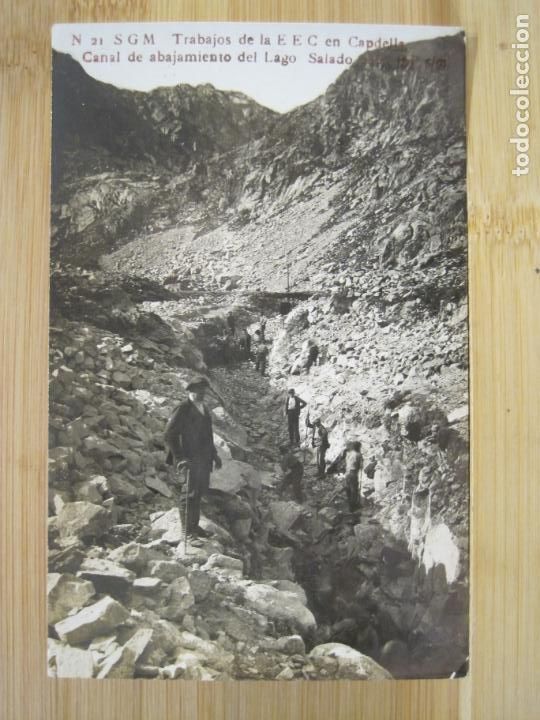 Postkarten: CAPDELLA-TRABAJOS DE LA EEC-CANAL DE ABAJAMIENTO DEL LAGO SALADO-FOTOGRAFICA-POSTAL ANTIGUA-(98.603)