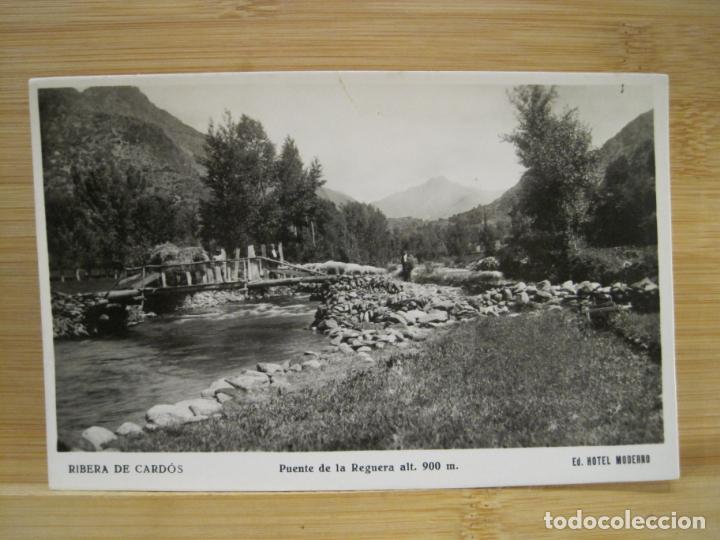 Postkarten: RIBERA DE CARDOS-PUENTE DE LA REGUERA-ED HOTEL MODERNO-FOTOGRAFICA-POSTAL ANTIGUA-(98.614)
