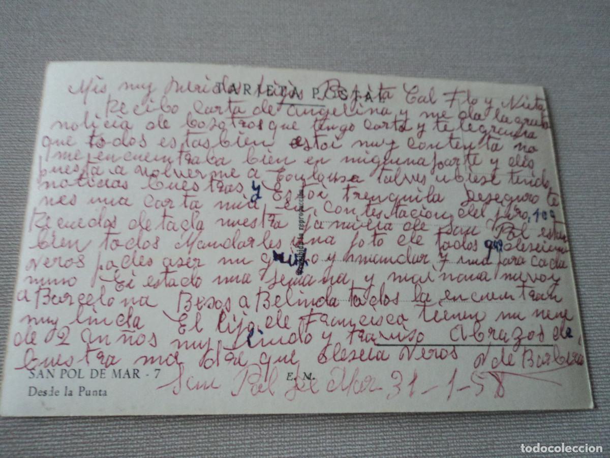 Postales: san pol de mar 7 desde la punta, ed. E. M. circulada 1958 - Foto 2