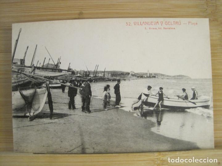 Postkarten: VILANOVA I LA GELTRU-PLAYA-ROISIN-32-POSTAL ANTIGUA-(99.490)