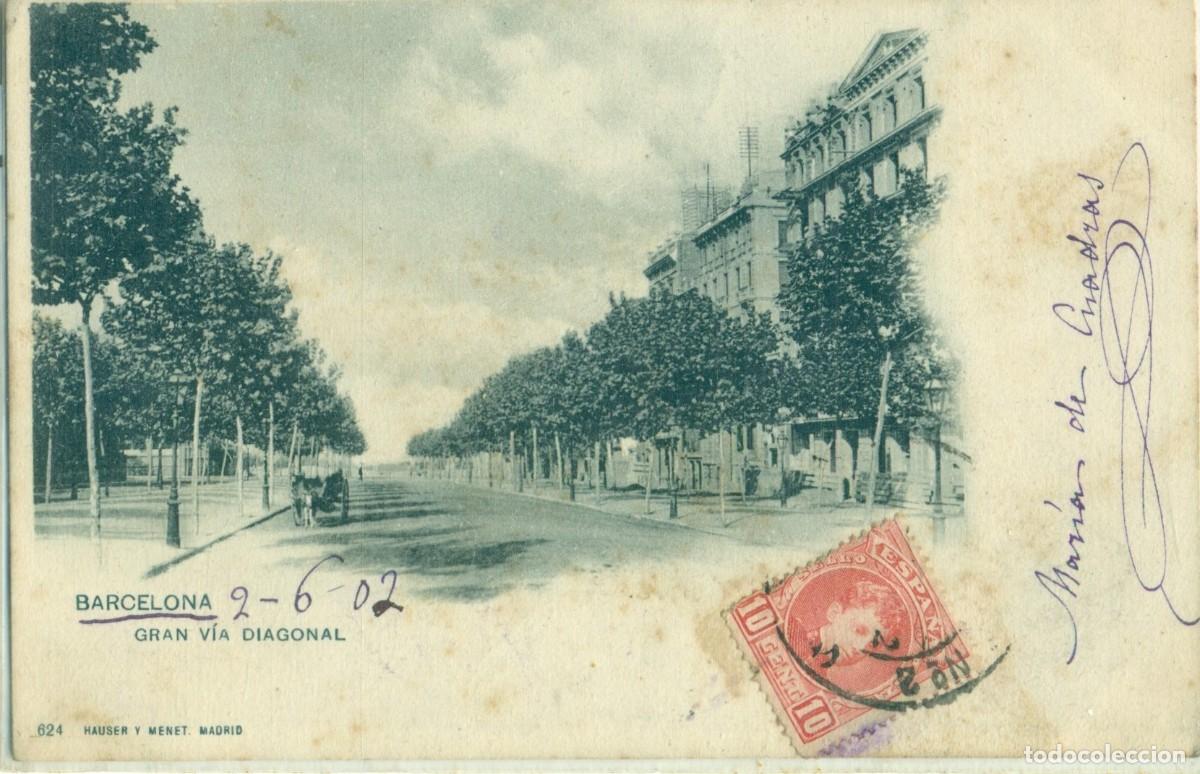 Postales: BARCELONA. GRAN VIA DIAGONAL. CIRCULADA EN 1902. - Foto 1