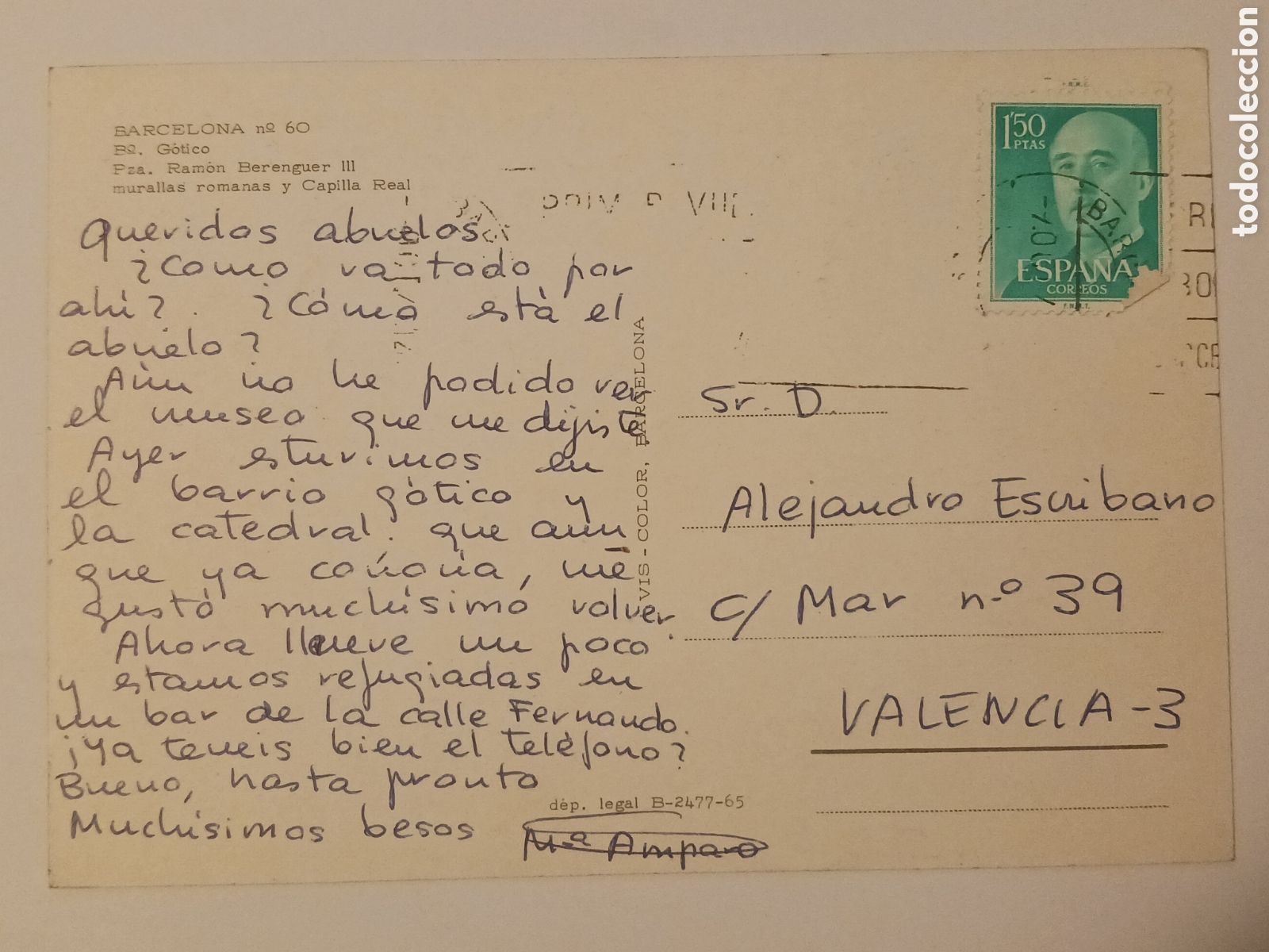 Postales: Barcelona, Capilla Real, circulada. - Foto 2