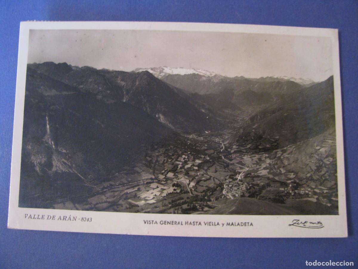 Postales: POSTAL FOTOGRAFICA DE VALLE DE ARAN. VISTA GENERAL HASTA VIELLA Y MALADETA. ZERKOWITZ.