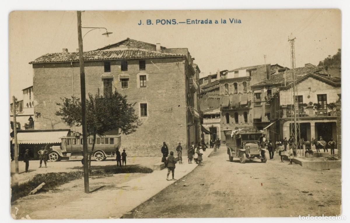 Postcards: a08348 ponts entrada a la vila j.b. sc fotografica autobuses animada