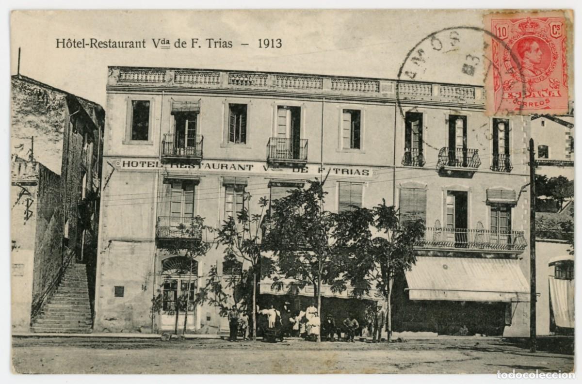 Postkarten: a08383 palamos hotel restaurant de f.trias 1913 circulada 1913 animada