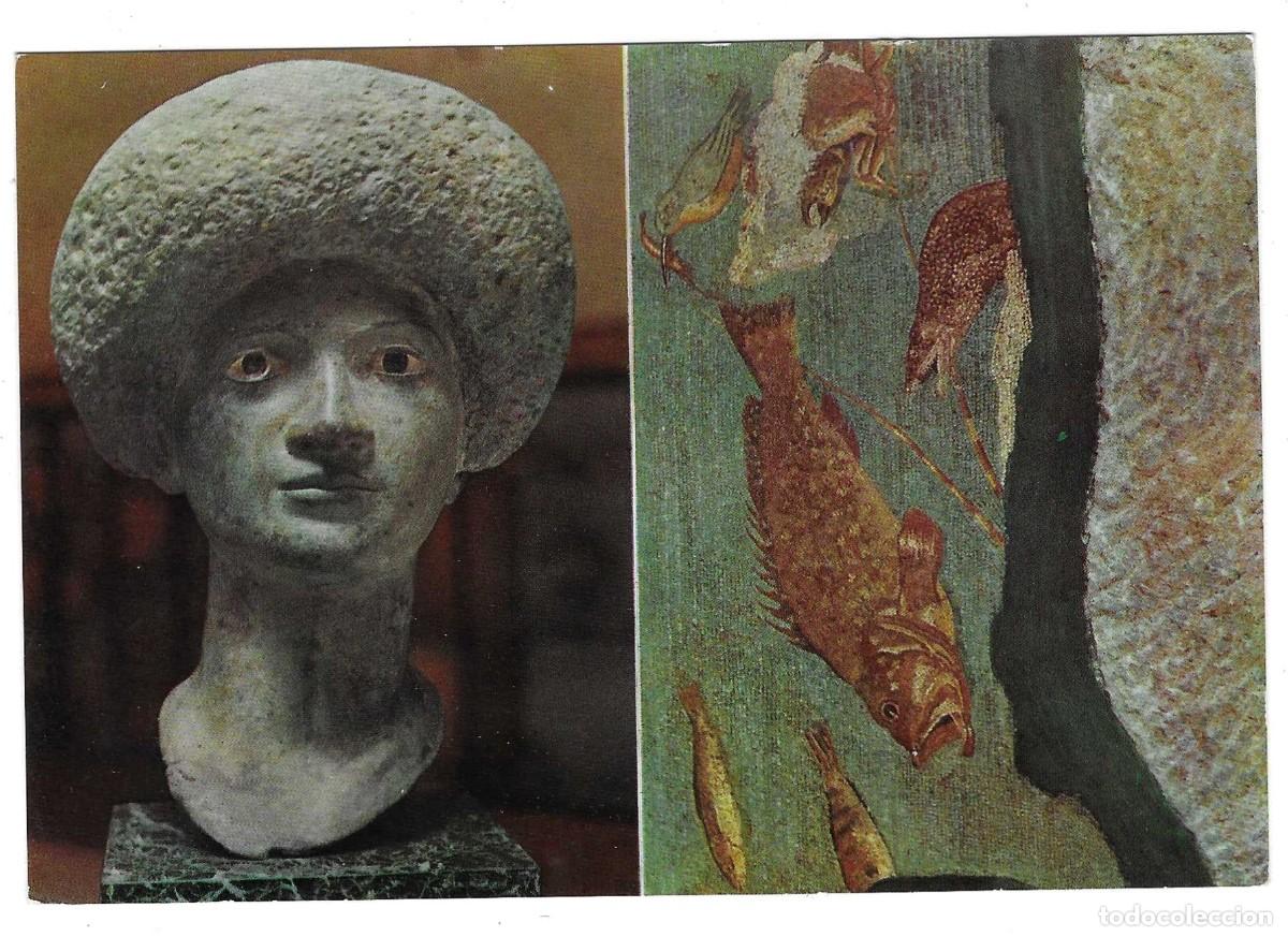 Postales: Postal Ampurias. Costa Brava. Cabeza de Dama y Mosaico de los Peces. 74-161